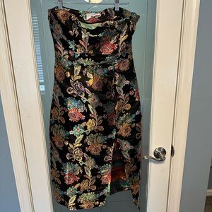 Multicolored Midi Strapless Olia Dress